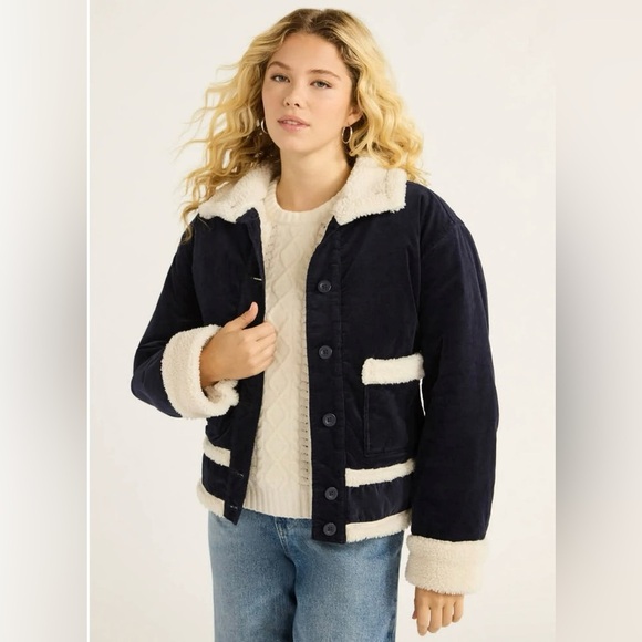 Free Assembly Women's Corduroy Jacket with Faux Shearling Trim size small - Picture 2 of 9